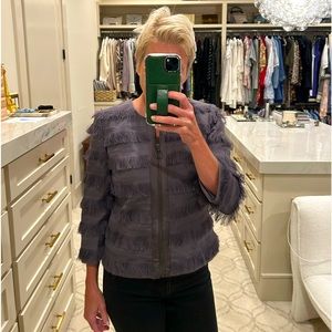 Grey Fringe Banana Republic Zippered Jacket
